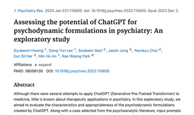 정신과 영역에서 Chat GPT의 활용: psychodynamic formulation을 잘 만들까