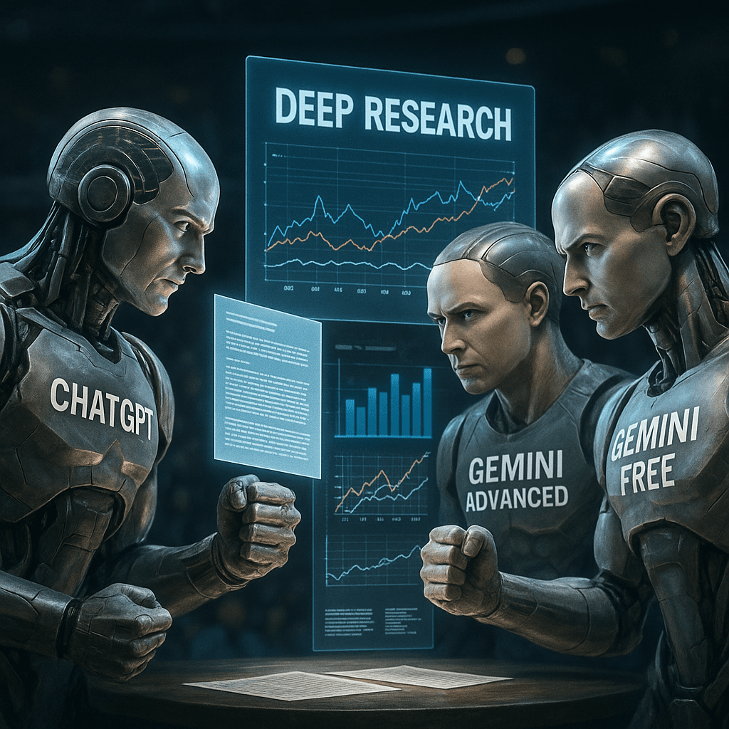 ChatGPT와 Gemini 심층 리서치 기능 비교 분석: 파일 첨부, 속도, 품질 최적 AI 선택 가이드 (2025.04.29 업데이트-ChatGPT 무료 버전 딥리서치 추가)