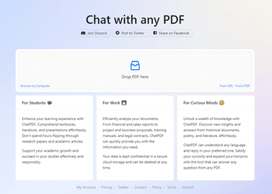 ChatPDF - 내 pdf를 올리고 채팅 형식으로 질문할 수 있는 사이트